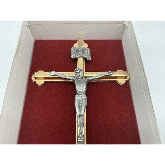 Gold Tone and Pewter 8 Inch NIB Crucifix Christian Religious Wall Hanging Cross - Picture 6 of 13